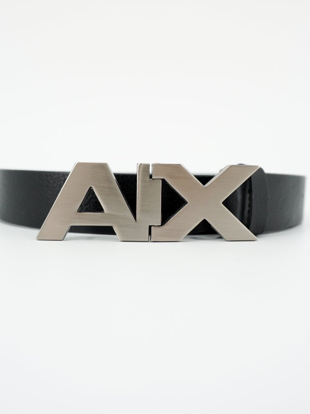 Armani Exchange AX Black Leather Belt Signature Buckle Men’s 34